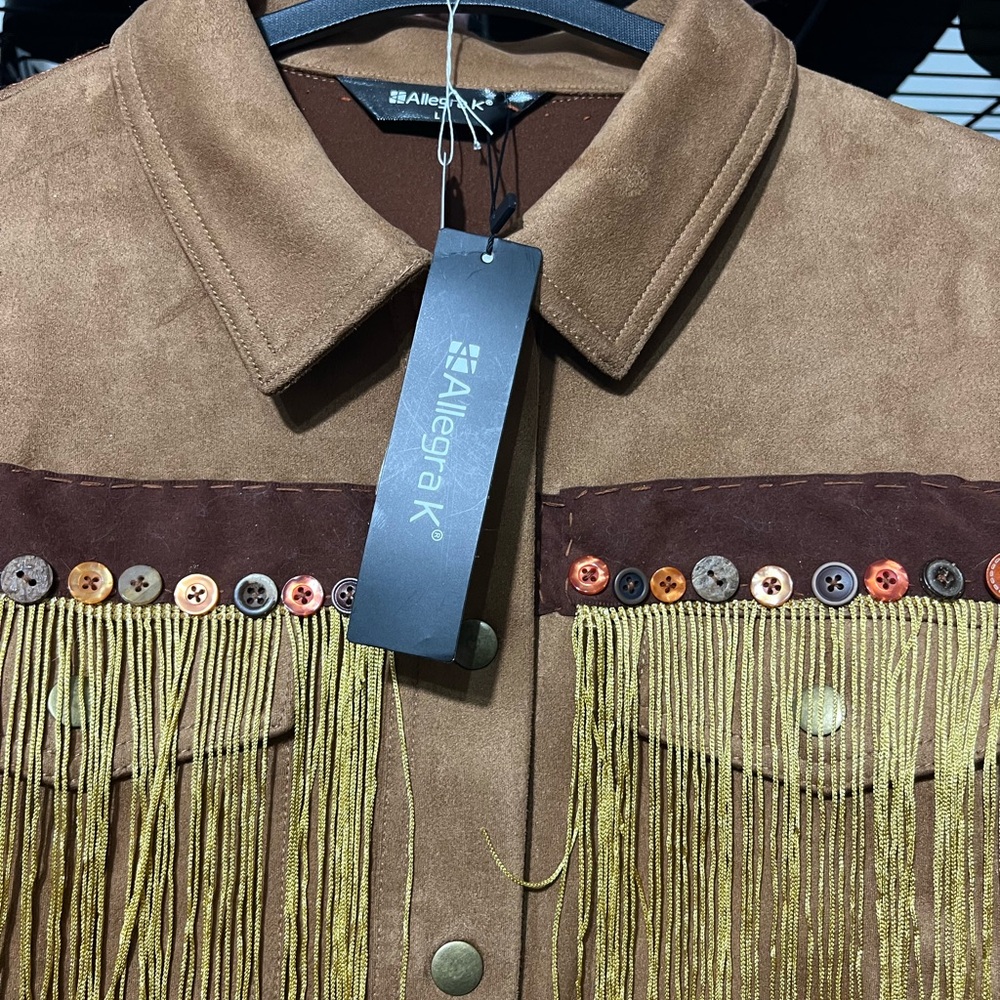 Upcycle Handmade Custom Western Horse Suede Fringe Jacket Embroidery, Beads - Picture 6 of 8